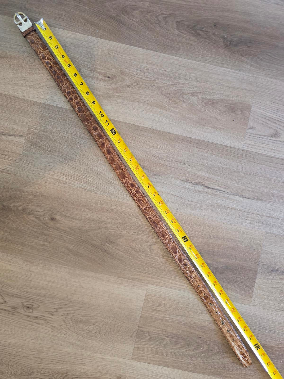 Leonardo Rinaldi Caiman Crocodile Belt- Brown, Size ~33