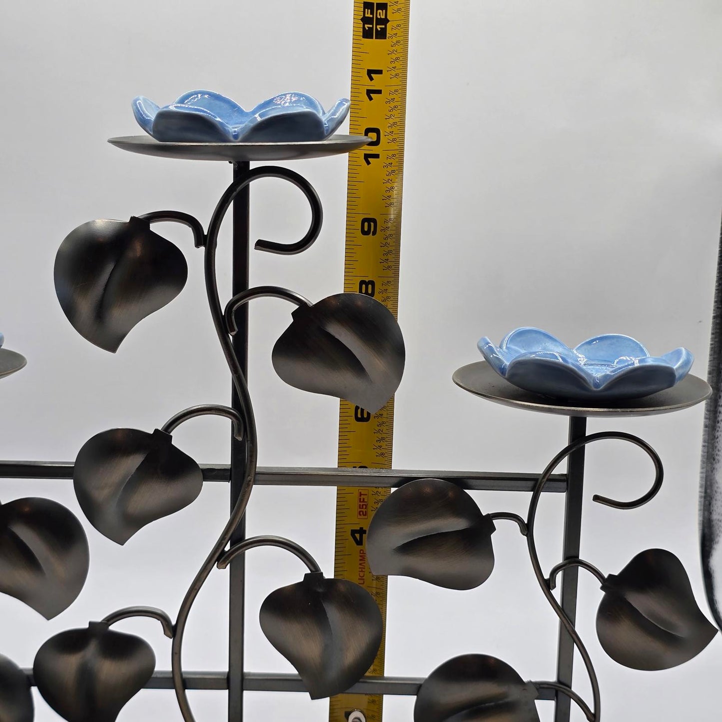 Decorative Floral Bronze 3-Tier Candle Holder