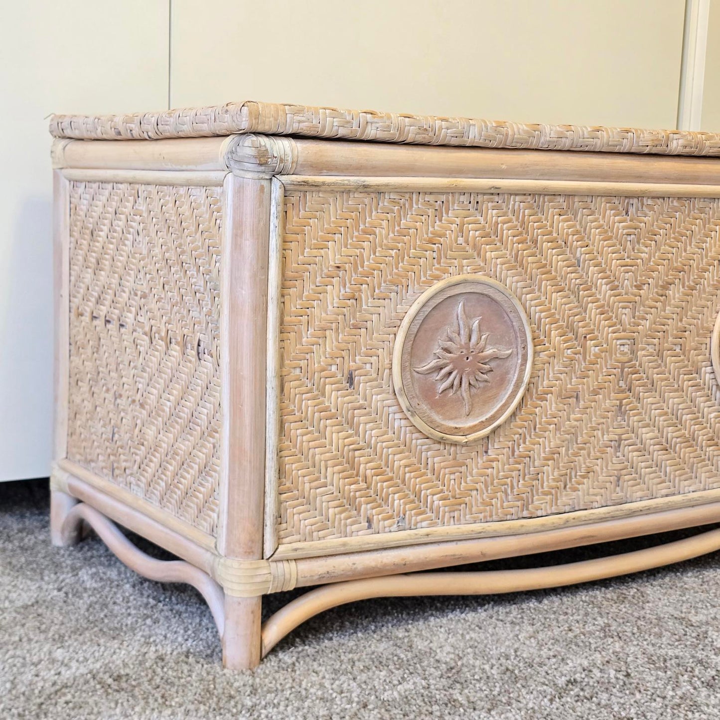 Vintage Rattan Sun and Moon Chest
