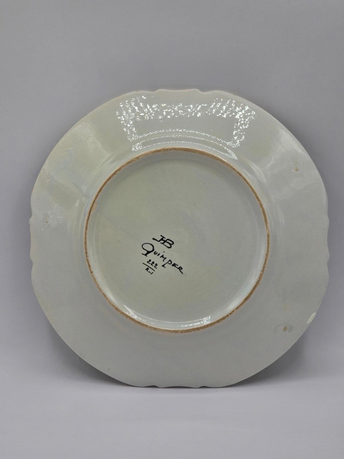 Vintage HB Quimper French Faience Pottery Plates