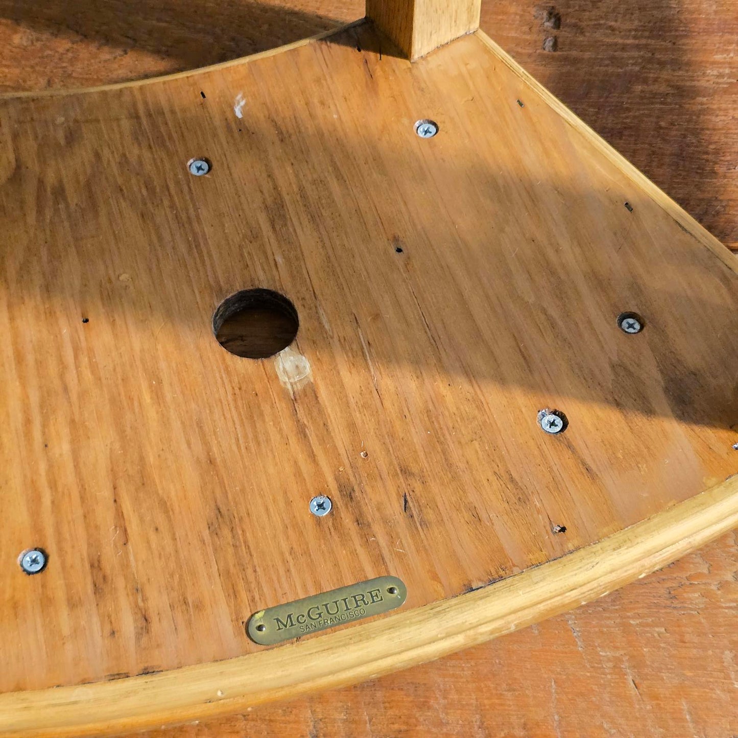 Vintage McGuire Oak Curved Side Tables/Stools