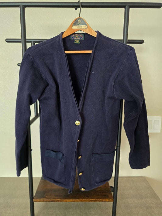 Women's Navy Sweater with brass buttons - Medium