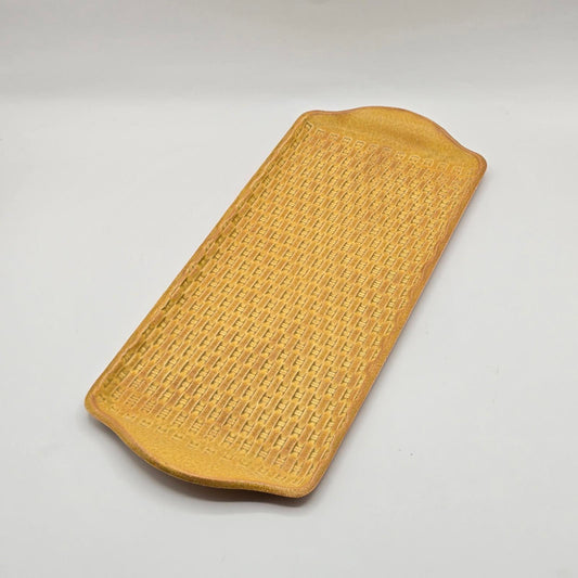 Handcrafted Studio Pottery Basket Weave Pattern- Large Serving Dish/Tray