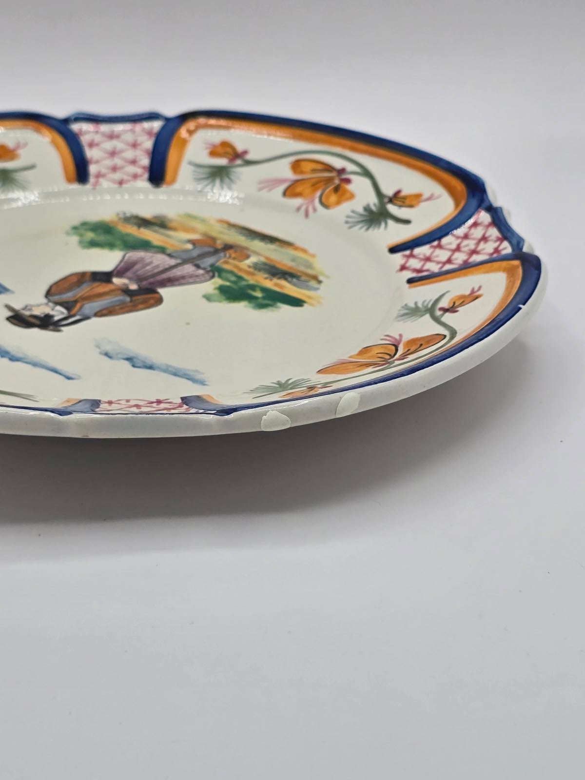 Vintage HB Quimper French Faience Pottery Plates