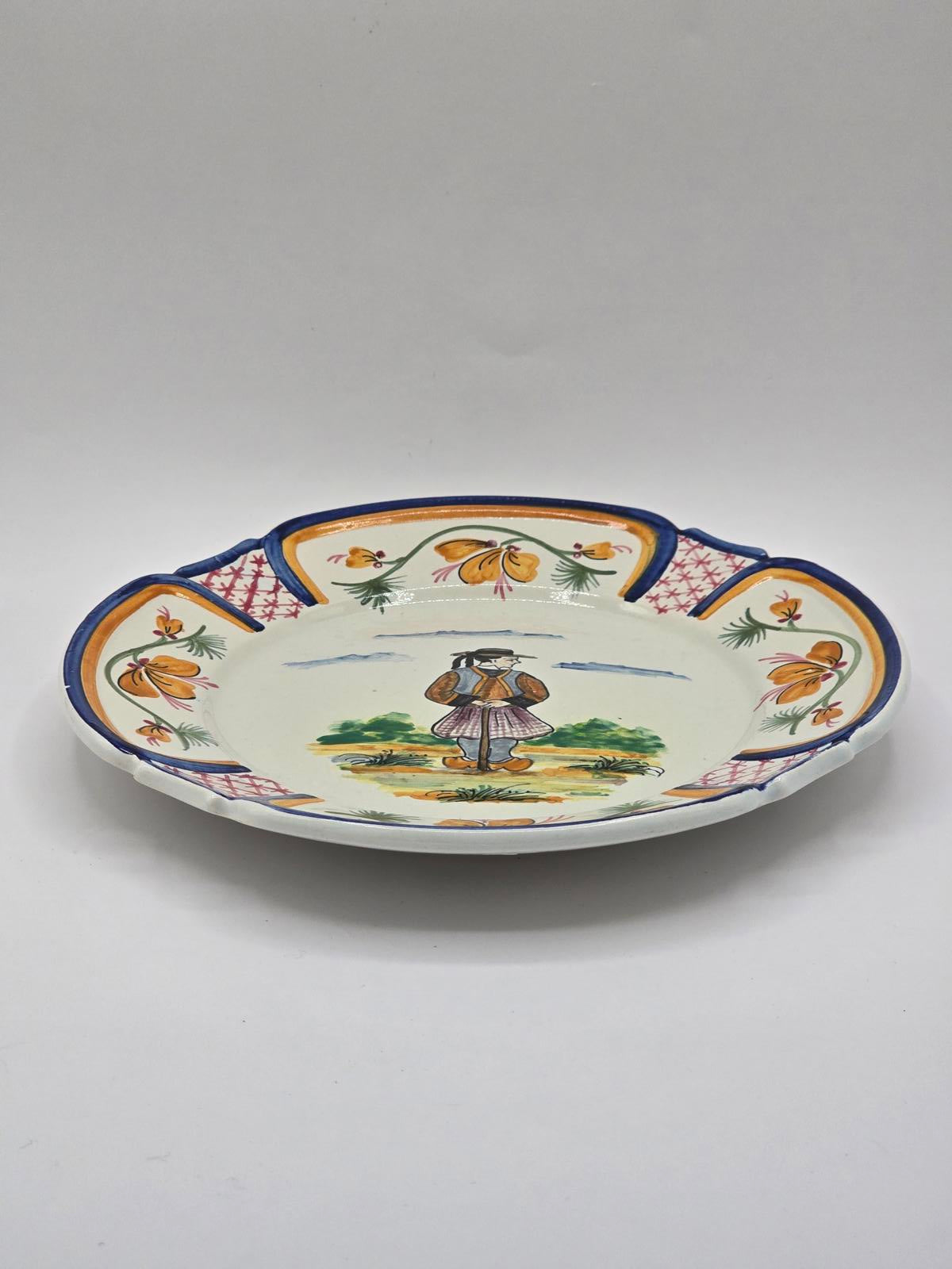 Vintage HB Quimper French Faience Pottery Plates