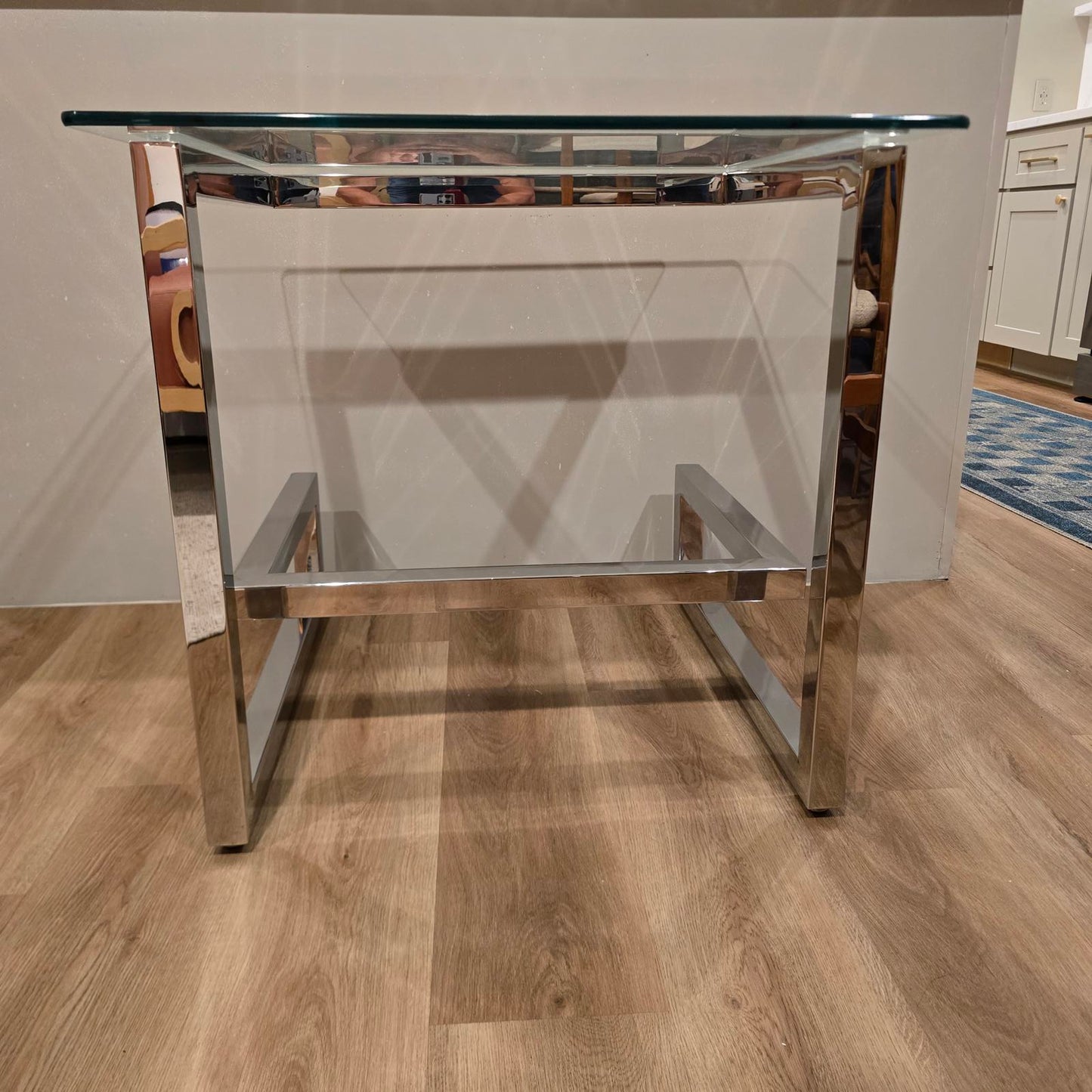 Vintage Post Modern Glass and Chrome Table