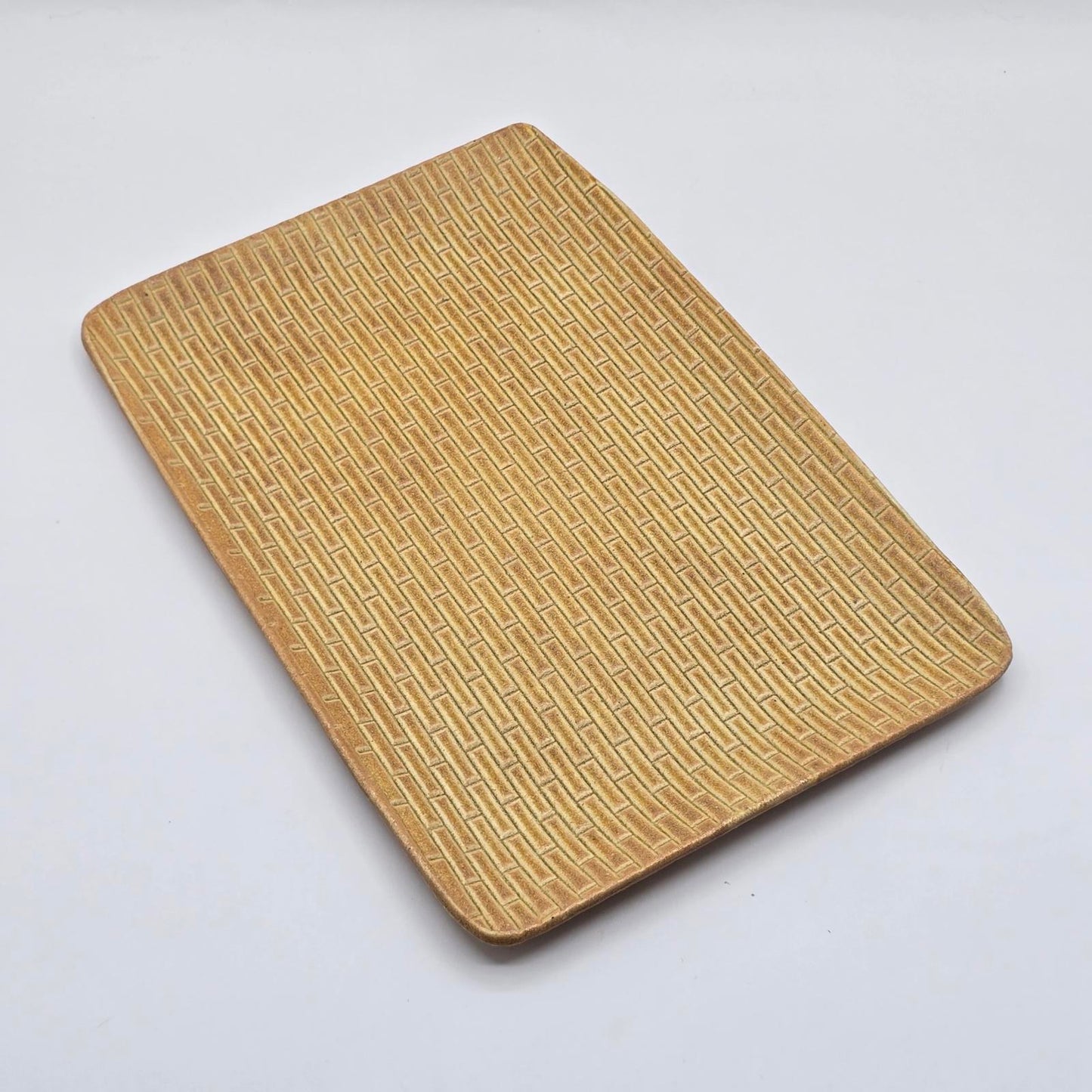 Handcrafted Studio Pottery Basket Weave Pattern - Set of 2, Rectangular Dishes