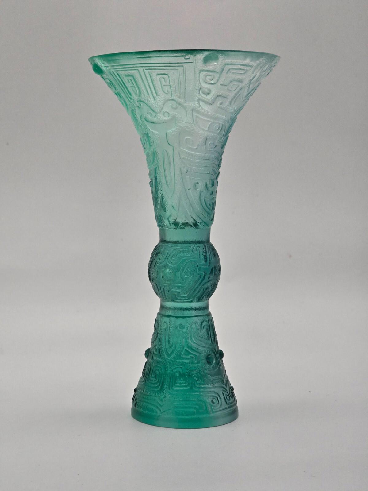 Liuli Gong Fang Green Crystal Wine Goblet/Vase/Decor