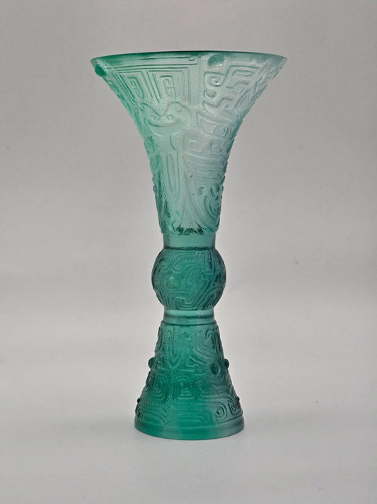 Liuli Gong Fang Green Crystal Wine Goblet/Vase/Decor
