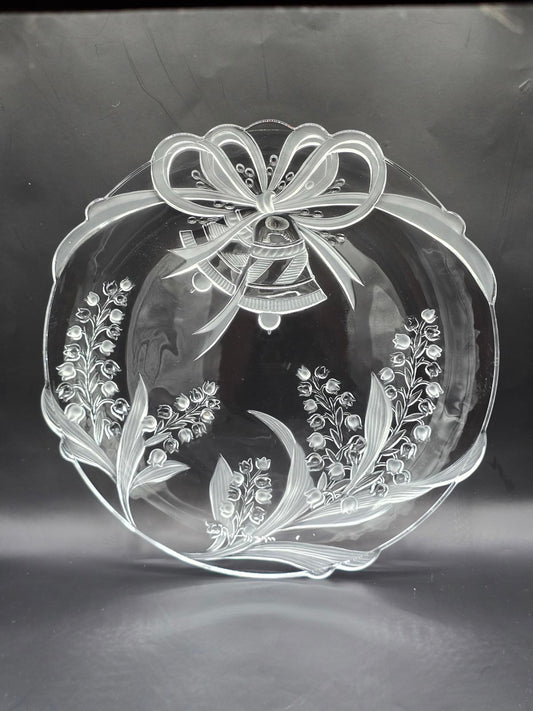 Get Ready for Santa, Vintage Christmas 14" Glass Platter