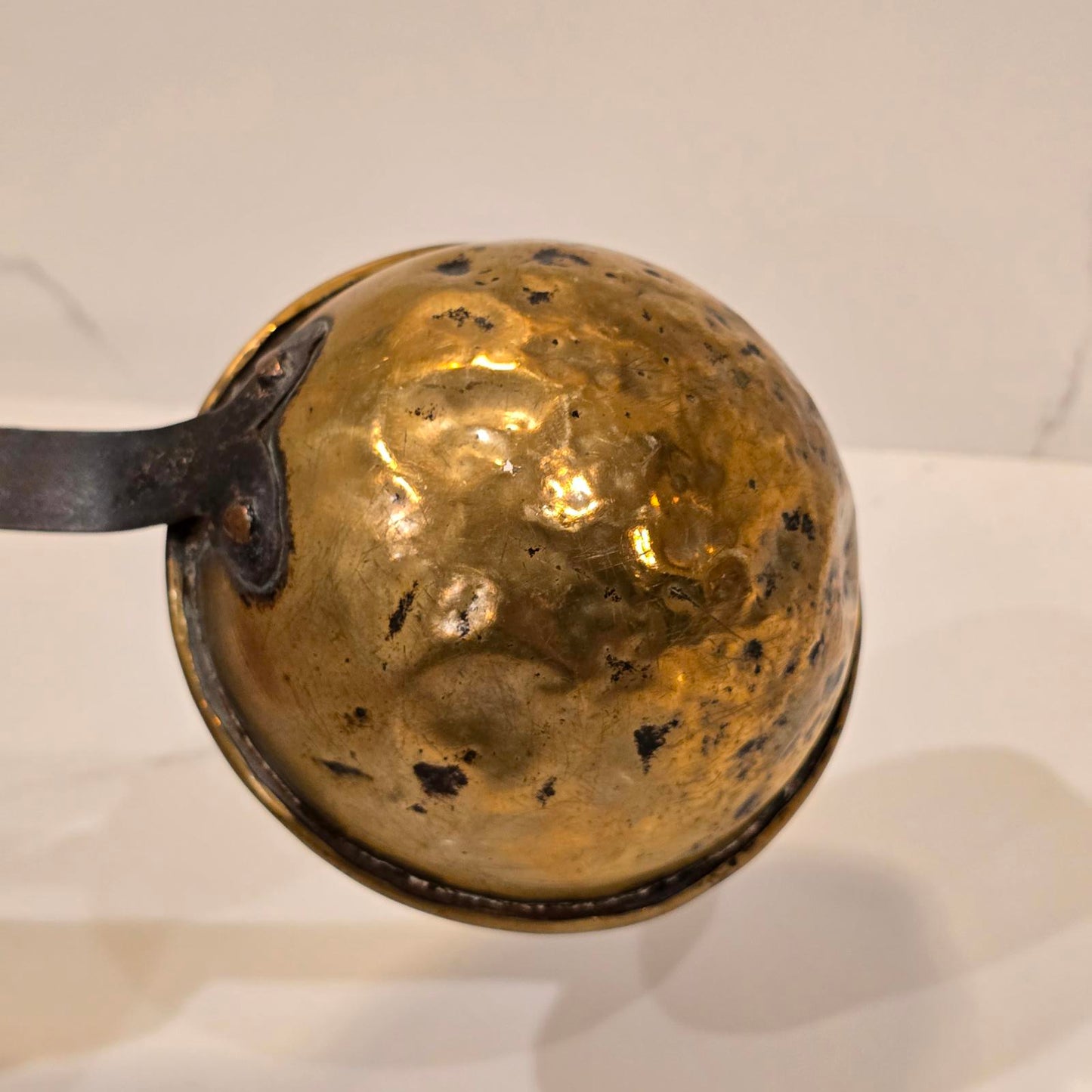 Antique Brass Ladle or Dipper with Forged Iron Handle and Copper Rivets