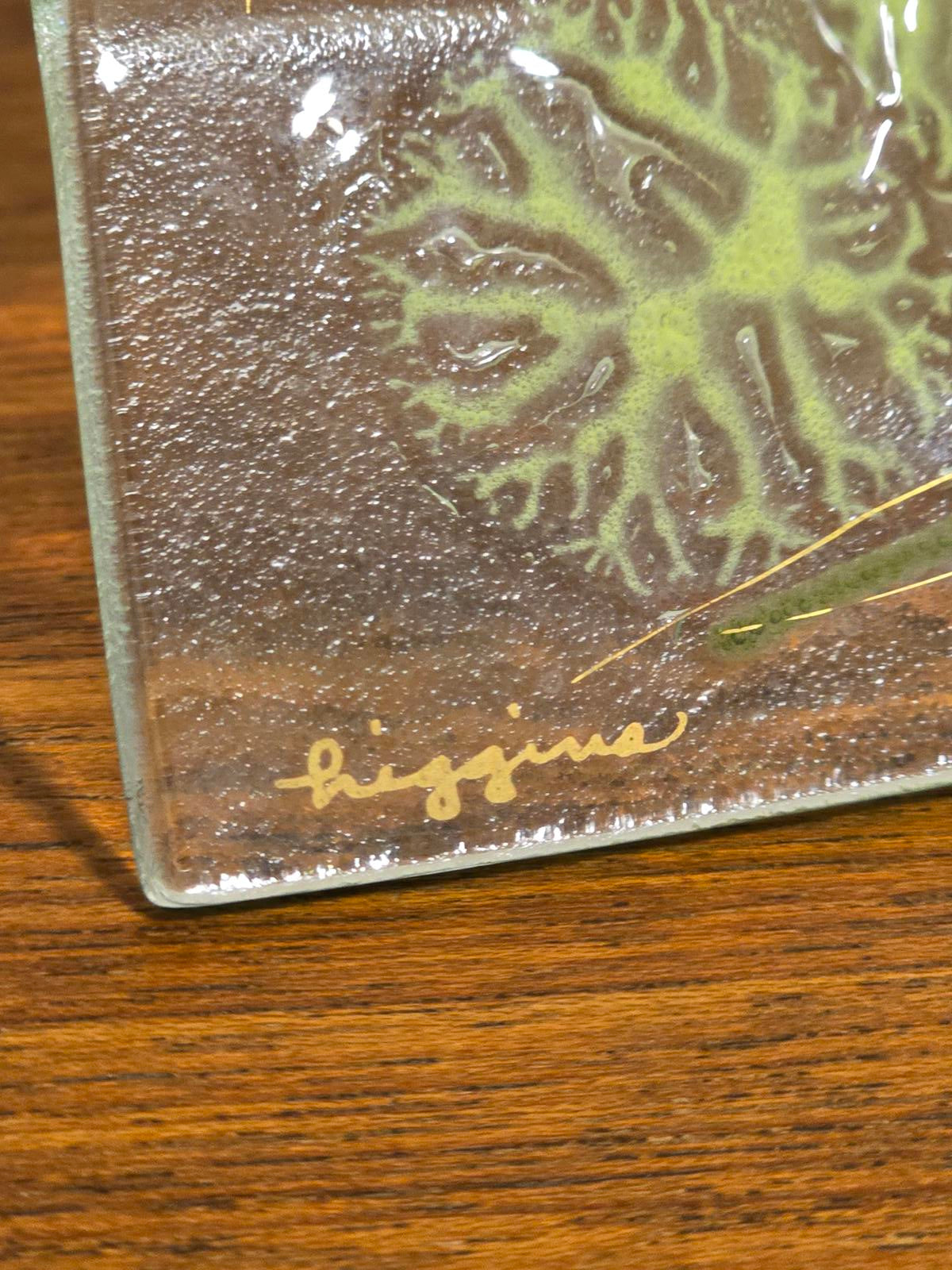 Vintage MCM Higgins Studio Fused-Glass Art Tray