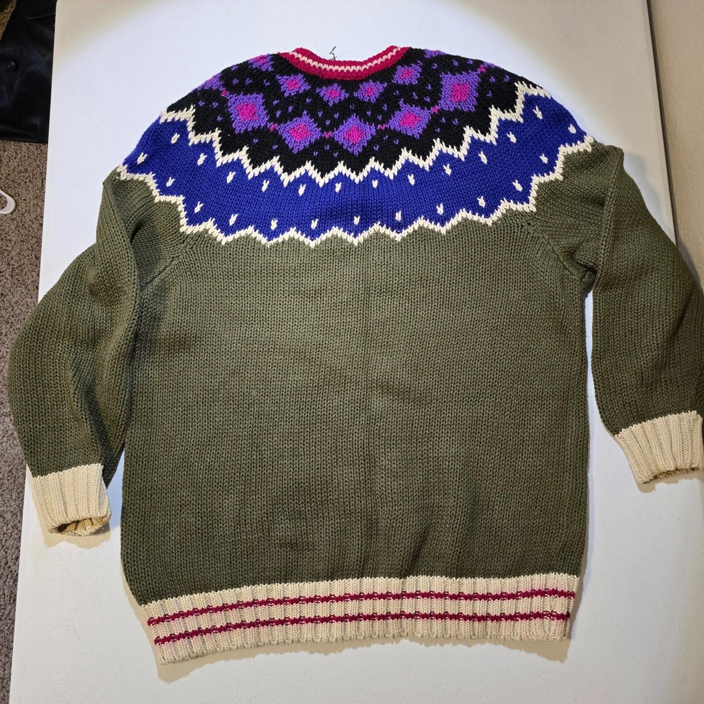 Counterparts Small Women's Sweater - Green W/ Purple / Blue