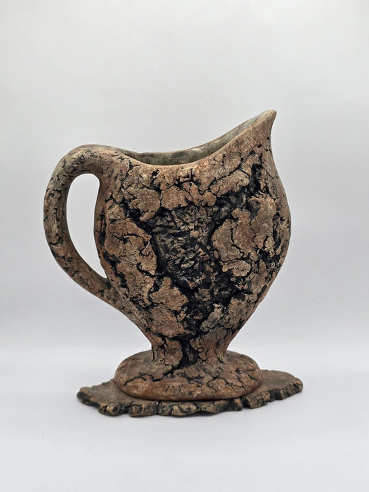 Iconic Stan Langtwait Pottery Lava Stone Pitcher and Stand