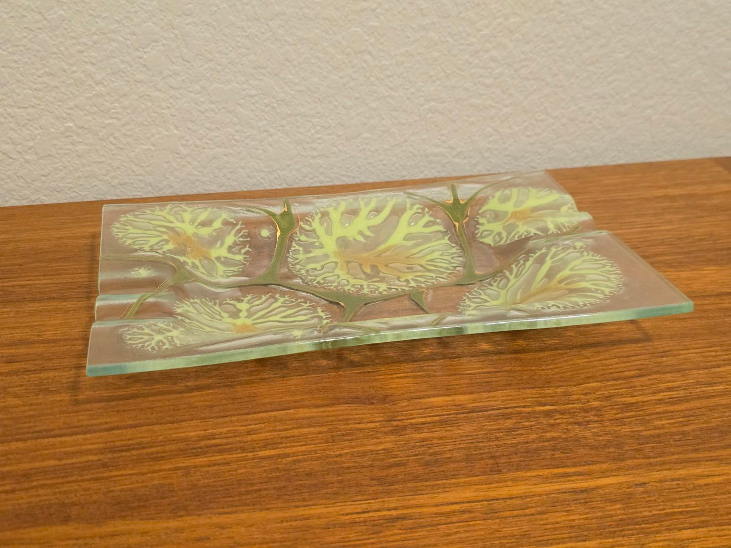 Vintage MCM Higgins Studio Fused-Glass Art Tray