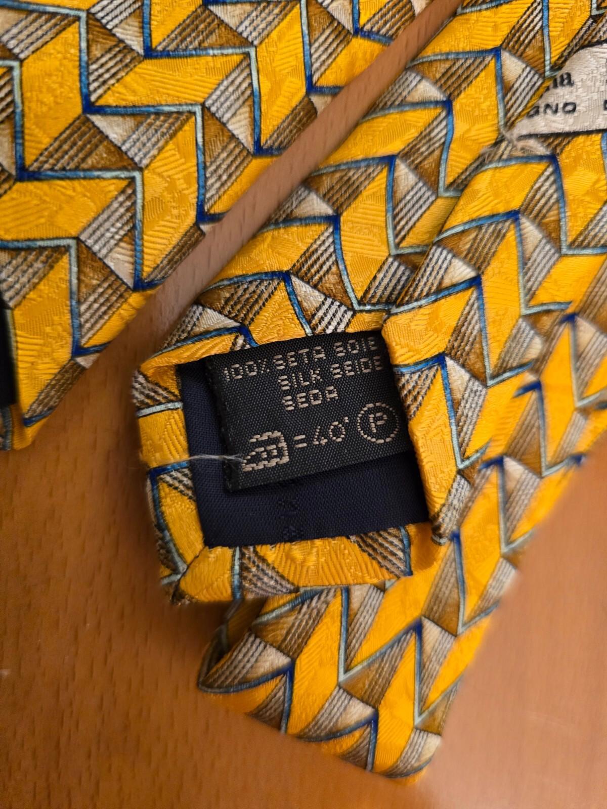 Errnenegildo Zegna 100% Silk Tie- Yellow Patterned