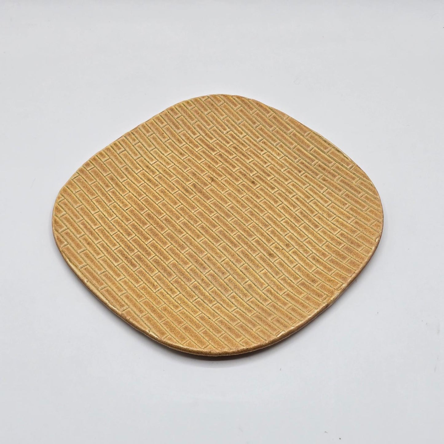 Handcrafted Studio Pottery Basket Weave Pattern - Set of 4, Square Plates