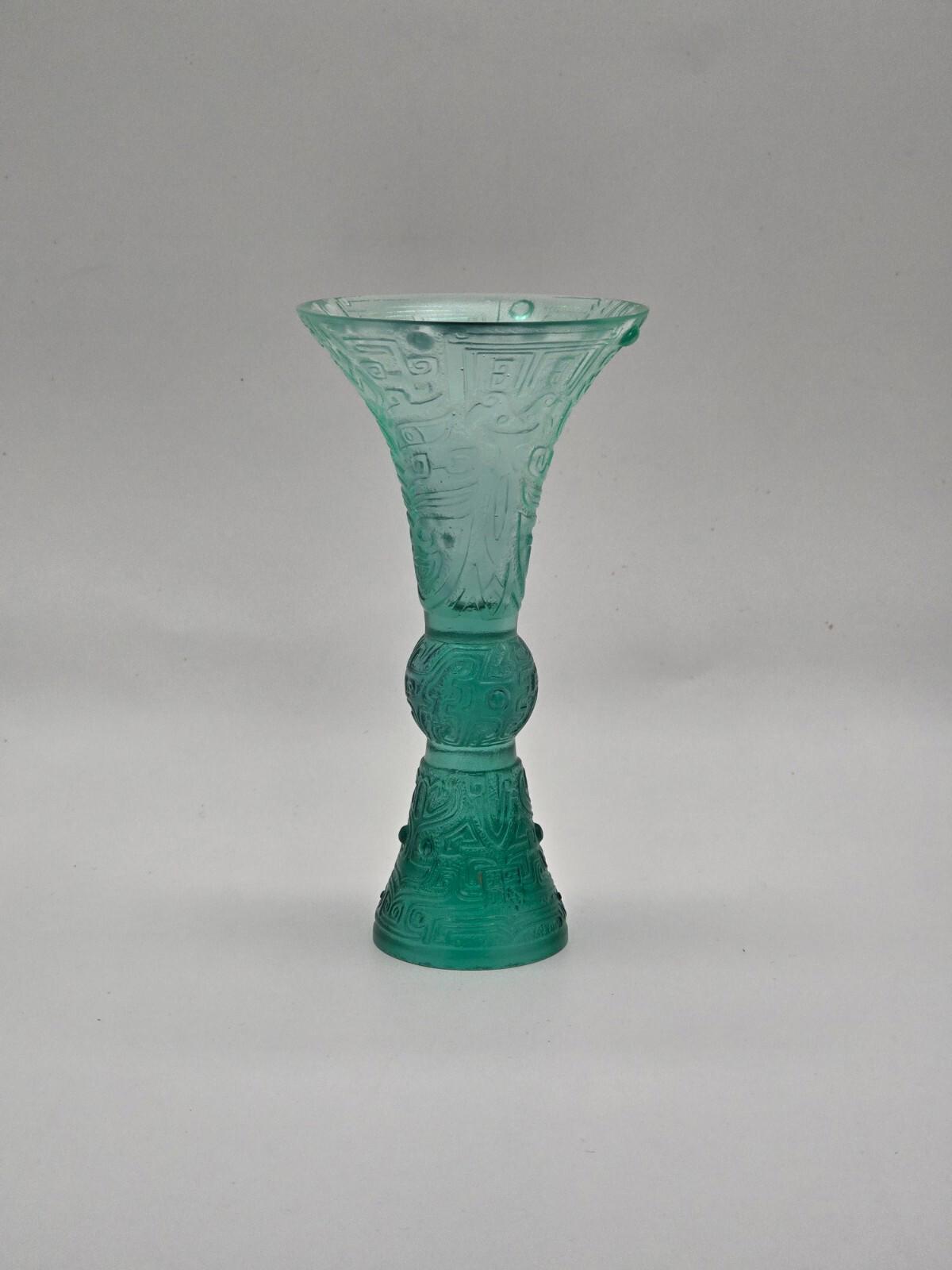 Liuli Gong Fang Green Crystal Wine Goblet/Vase/Decor
