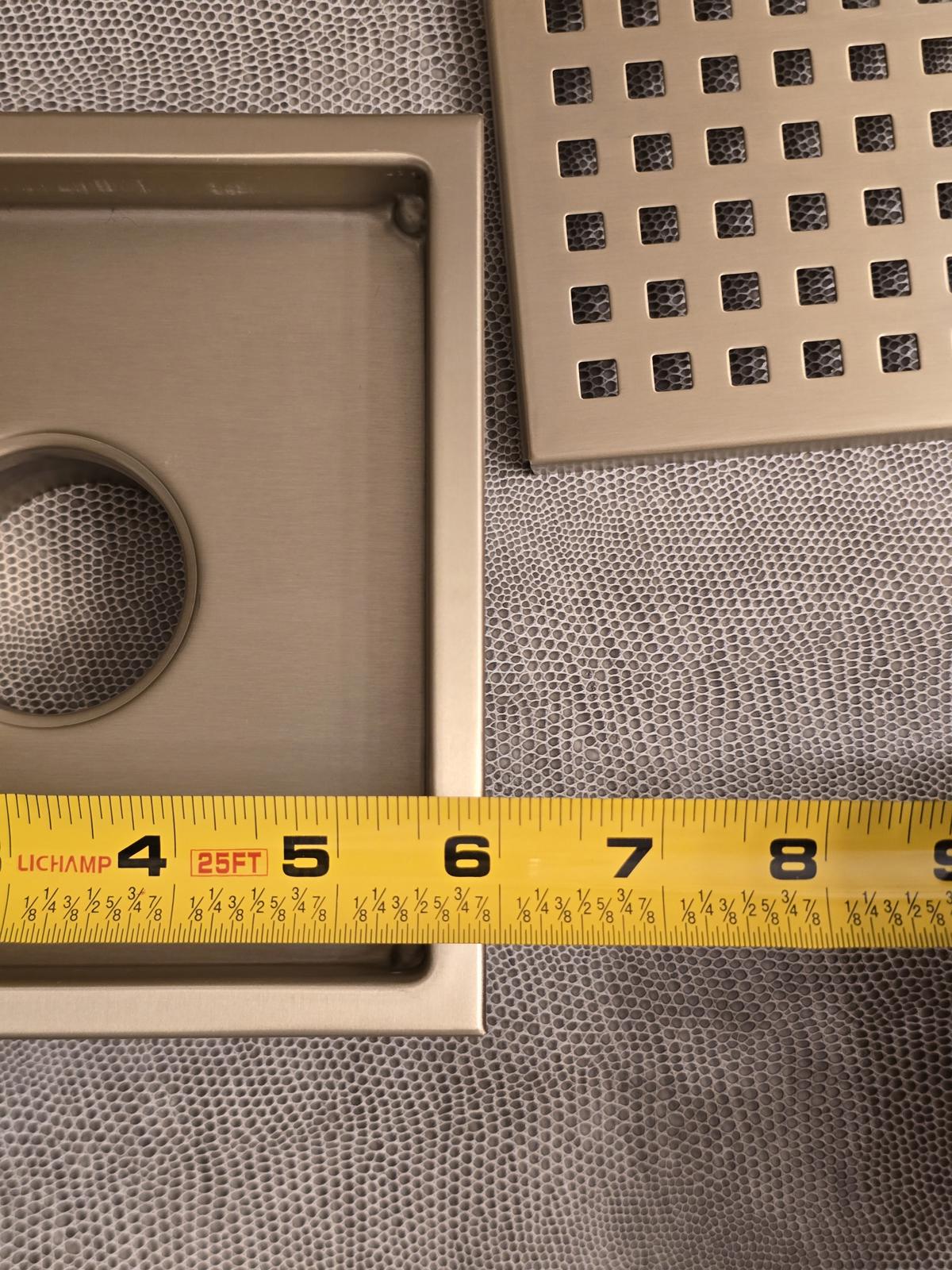 Quality 304 Stainless Steel 6" Square Shower Drain - Brushed Gold Finish