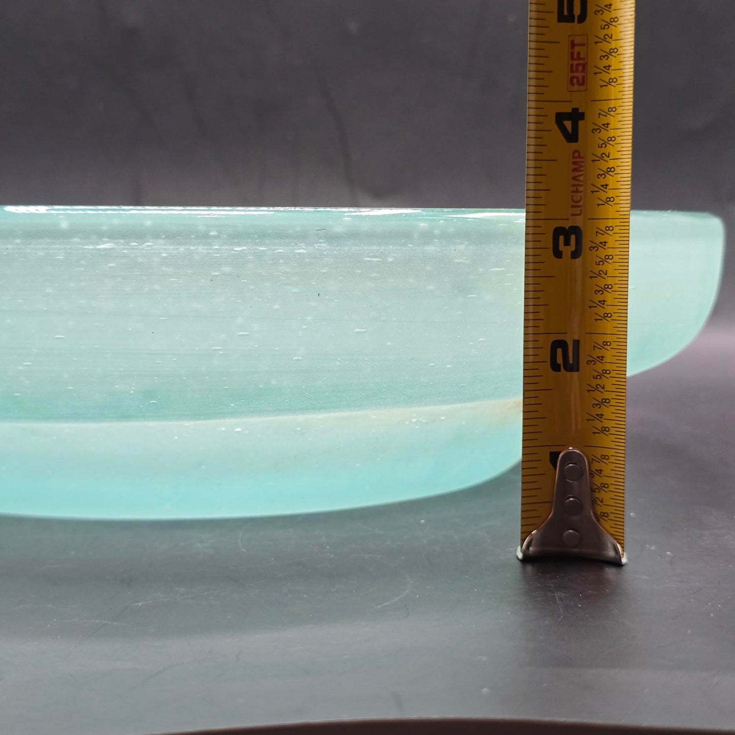 Hand-Blown Glass Bowl with Wrought Iron Footed-Stand