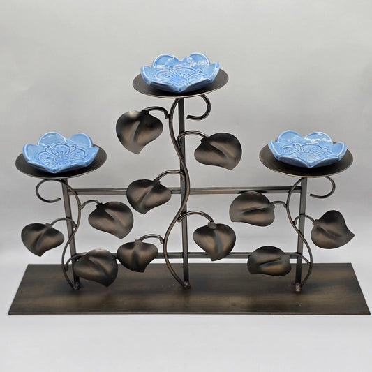 Decorative Floral Bronze 3-Tier Candle Holder