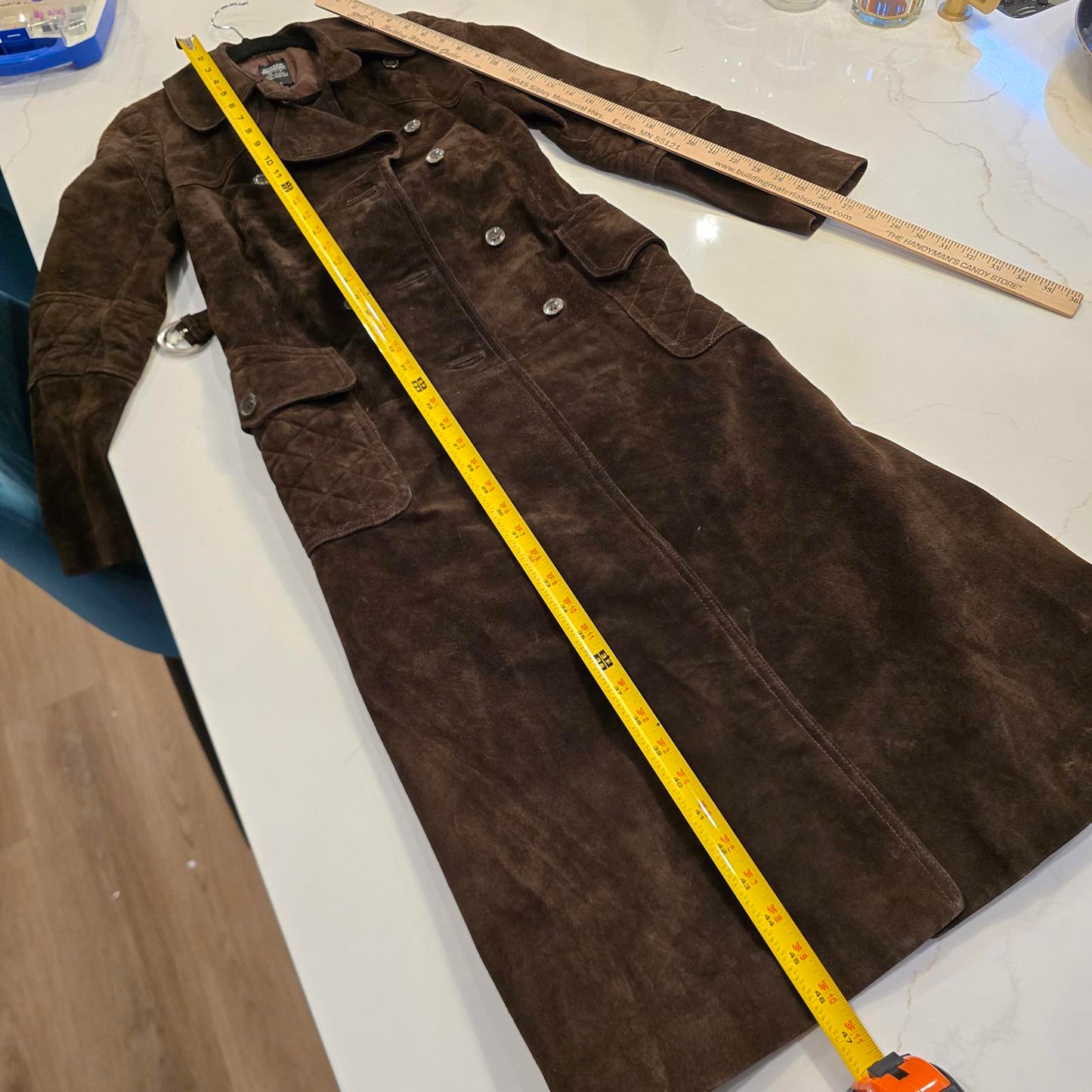 Vintage Sysser Ginsborg Design Brown Suede Trench Coat