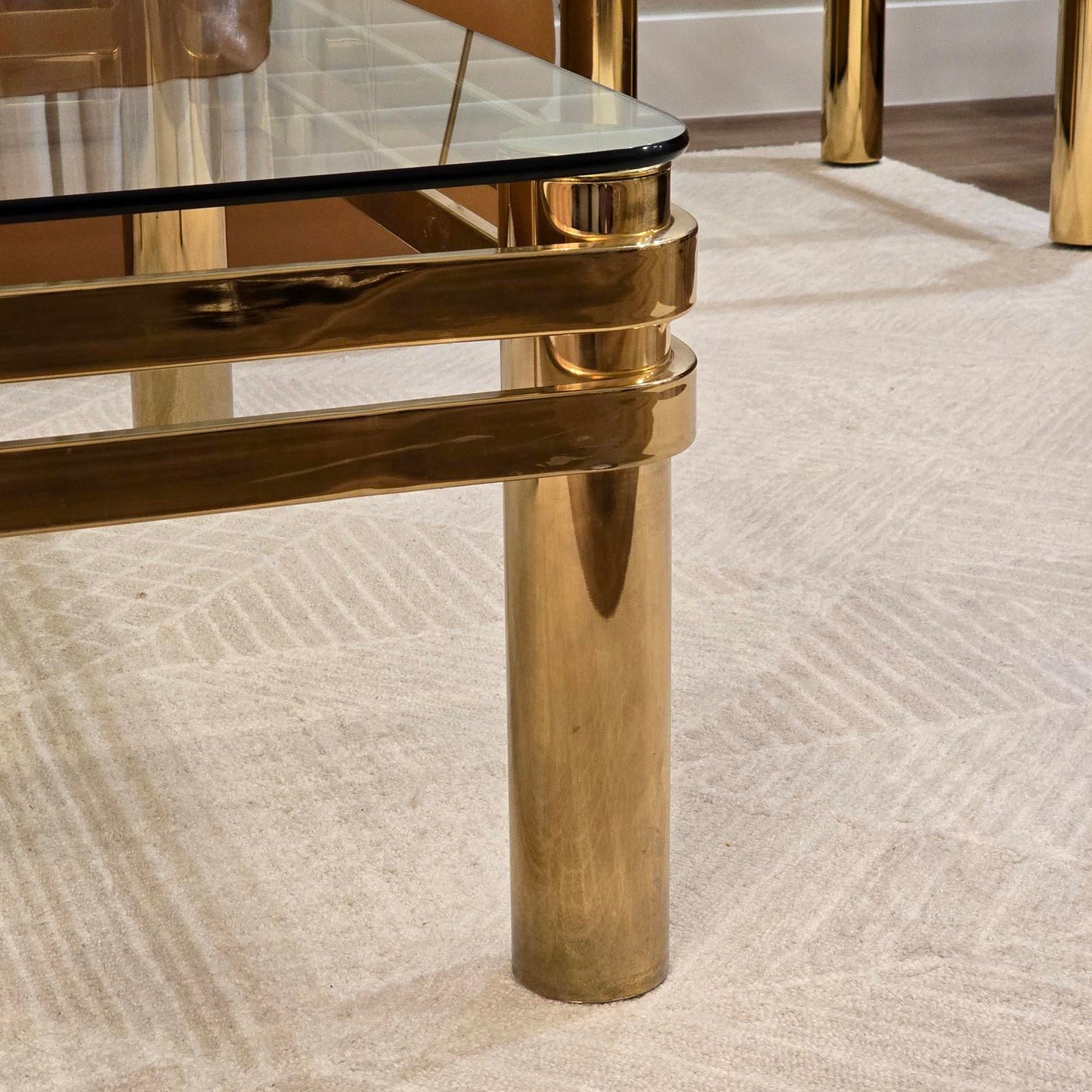 Vintage Art Deco/Hollywood Regency Brass and Glass Coffee Table