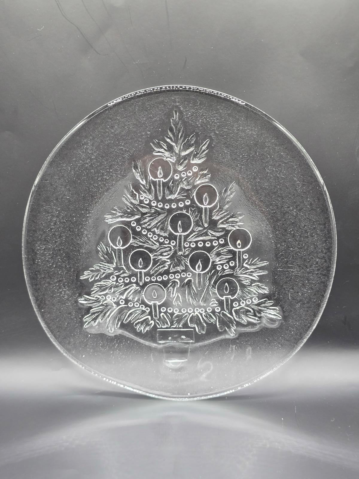 Vintage L.E. Smith Christmas Tree 13" Glass Platter