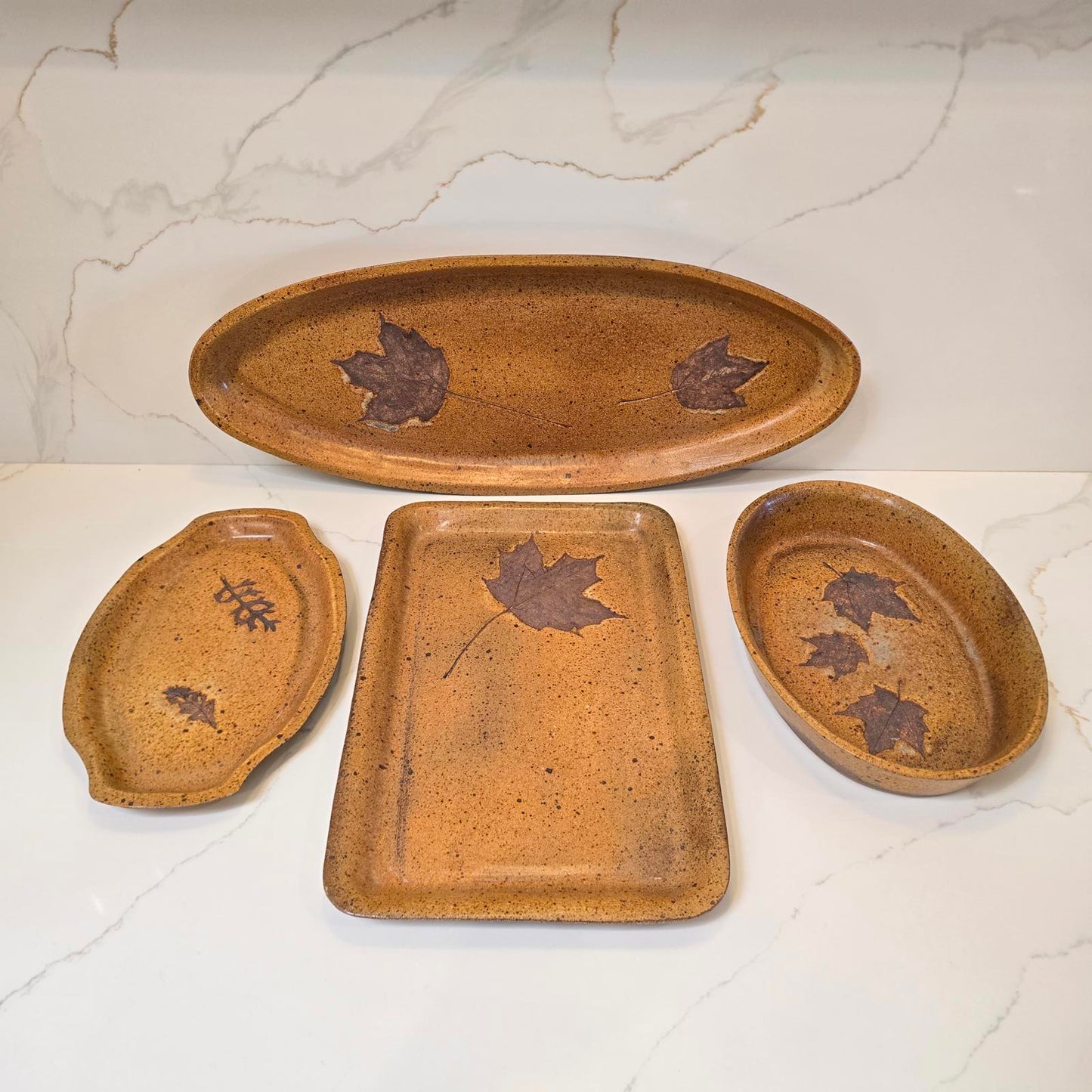 Handcrafted Studio Pottery Serving Pieces Maple Leaves - Priced Individually