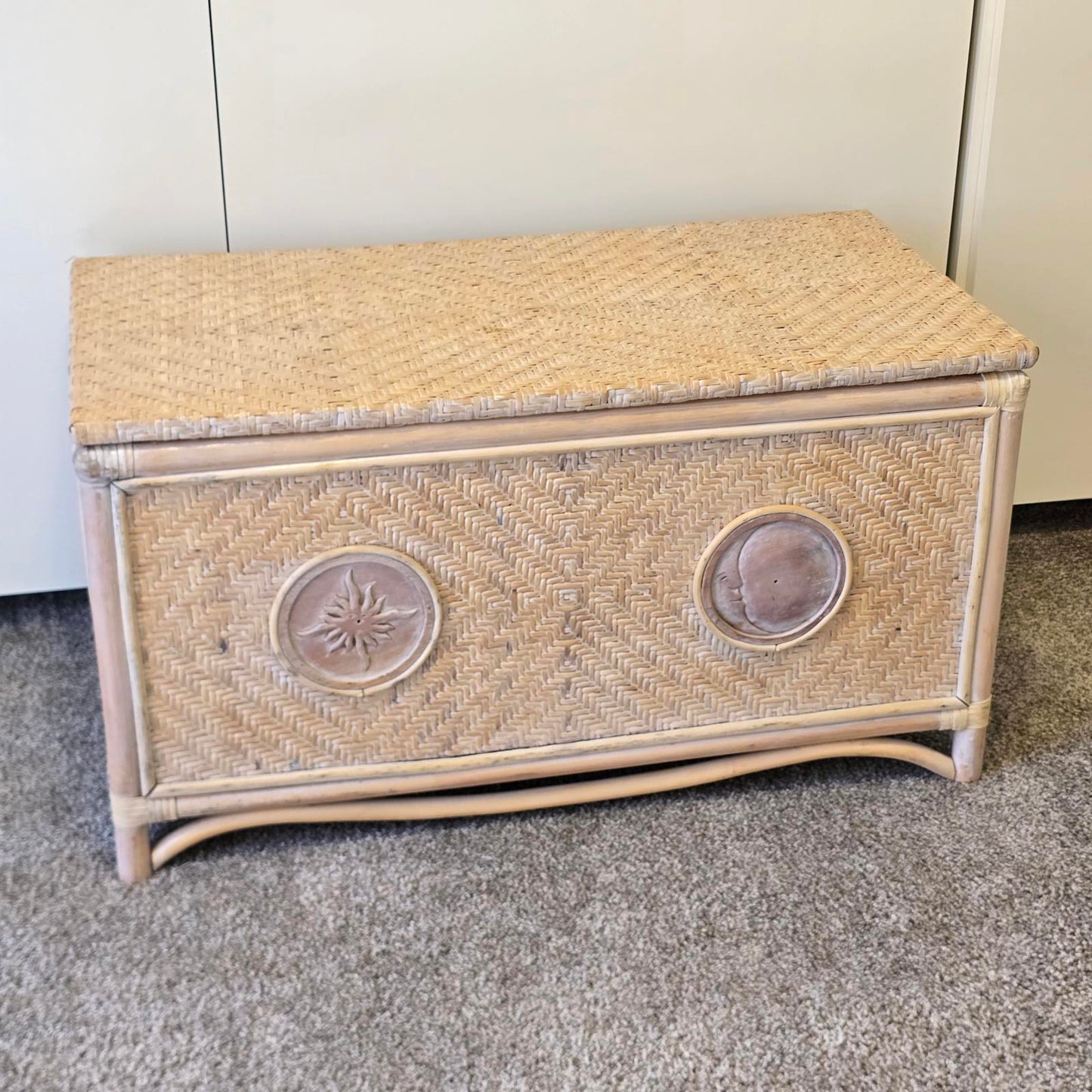 Vintage Rattan Sun and Moon Chest