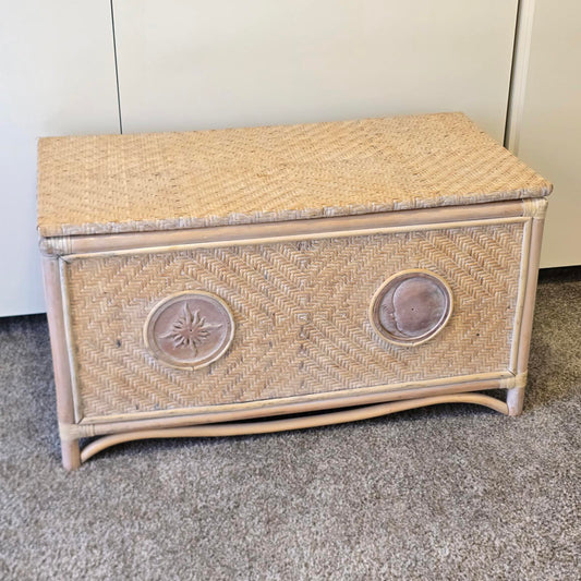 Vintage Rattan Sun and Moon Chest