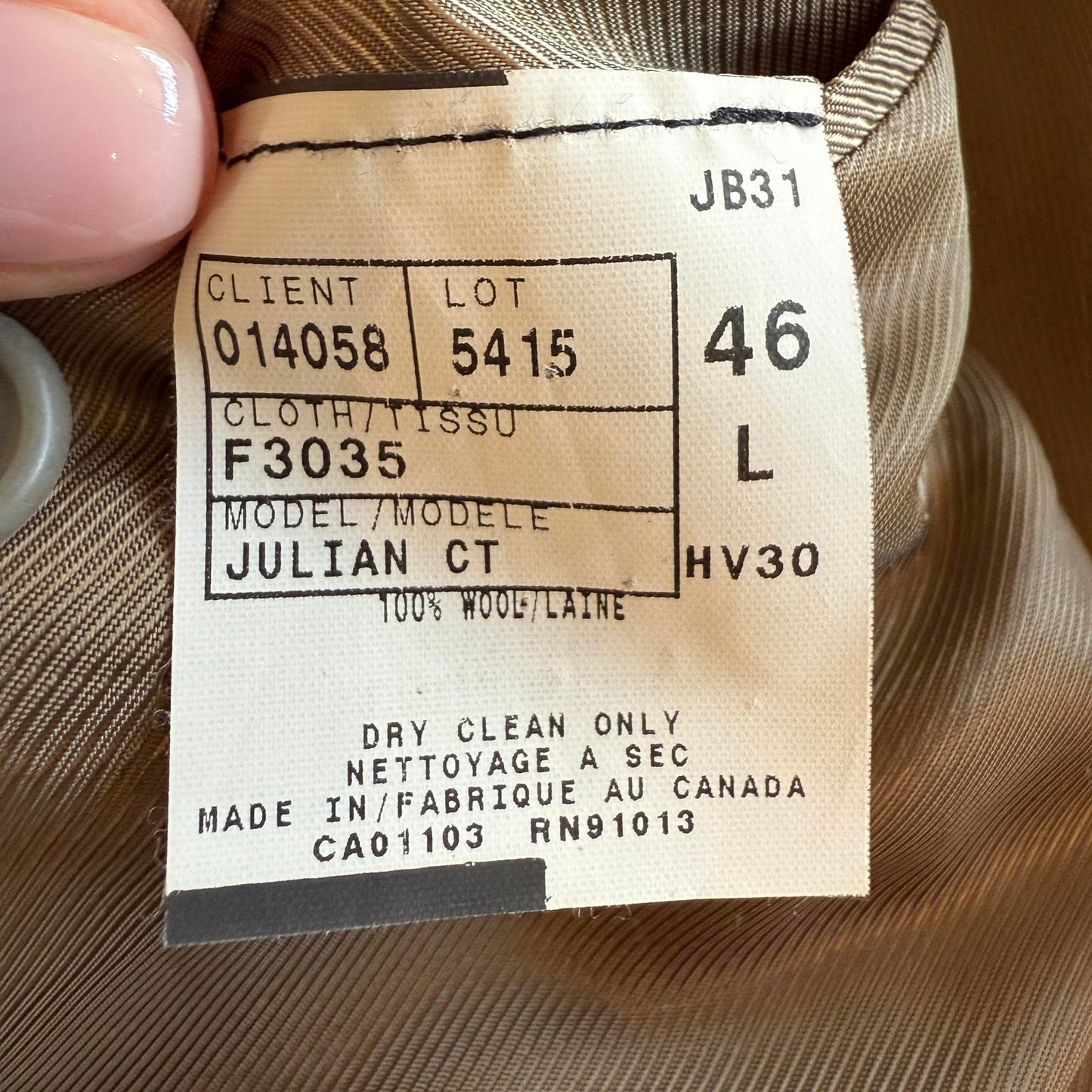 Faconnable Designer Men's Light Taupe Suit