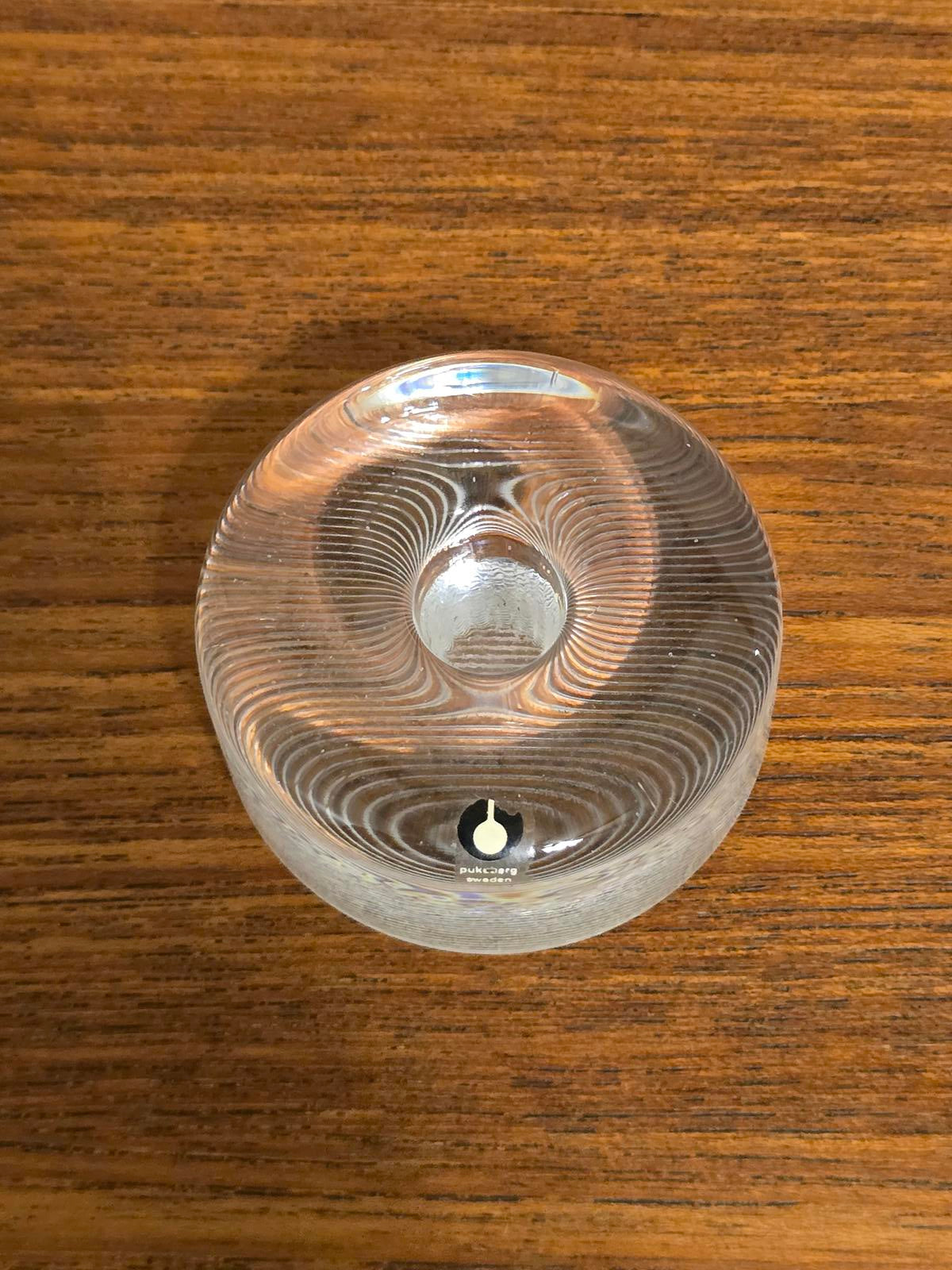 Vintage MCM Pukeberg Sweden Glass Candle Holders