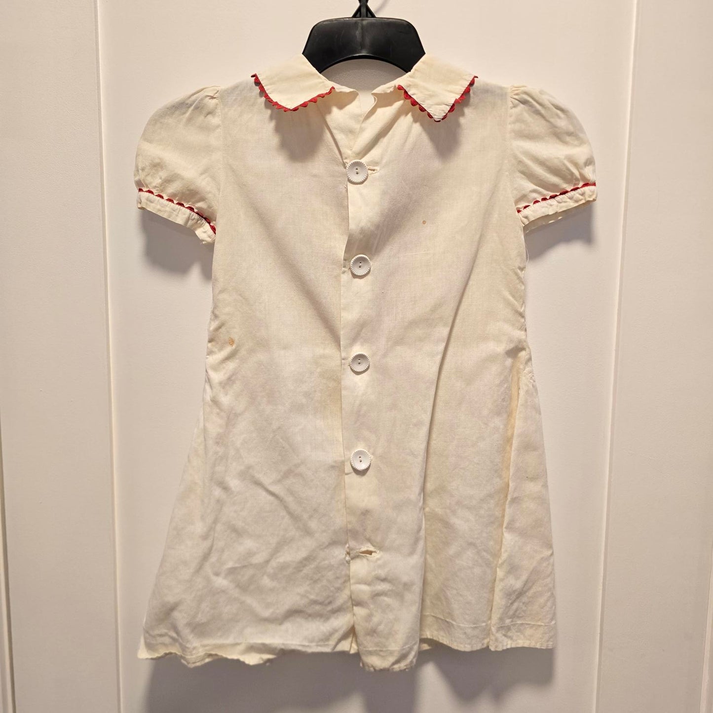 Vintage Hand-Sewn and Appliqued Children's Cotton Dress