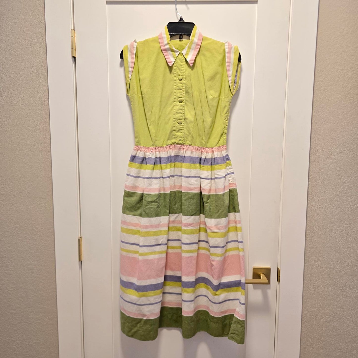 Vintage Hand-Sewn Junior Girls Dress Green