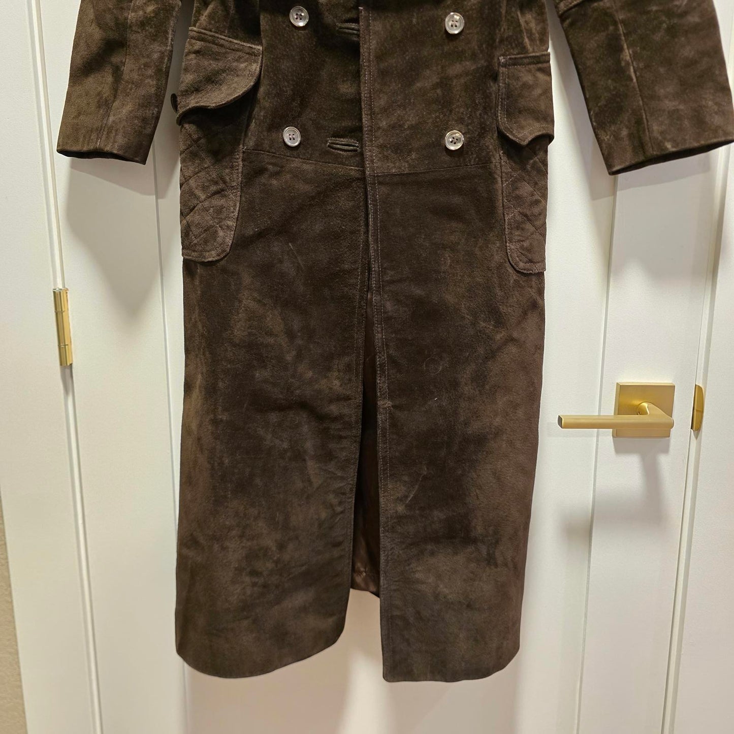 Vintage Sysser Ginsborg Design Brown Suede Trench Coat