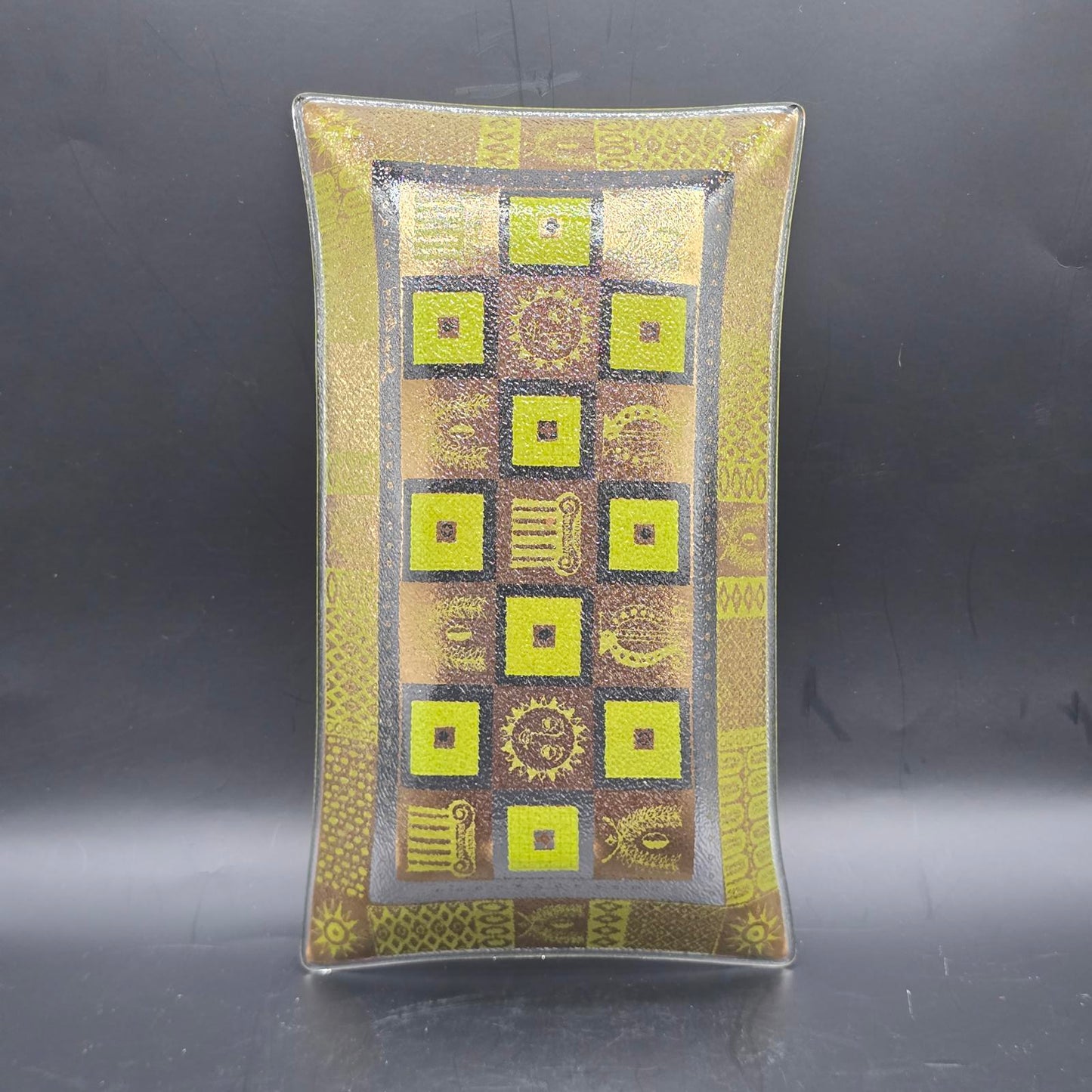 Vintage George Briard MCM Celeste Rectangular Glass Serving Piece