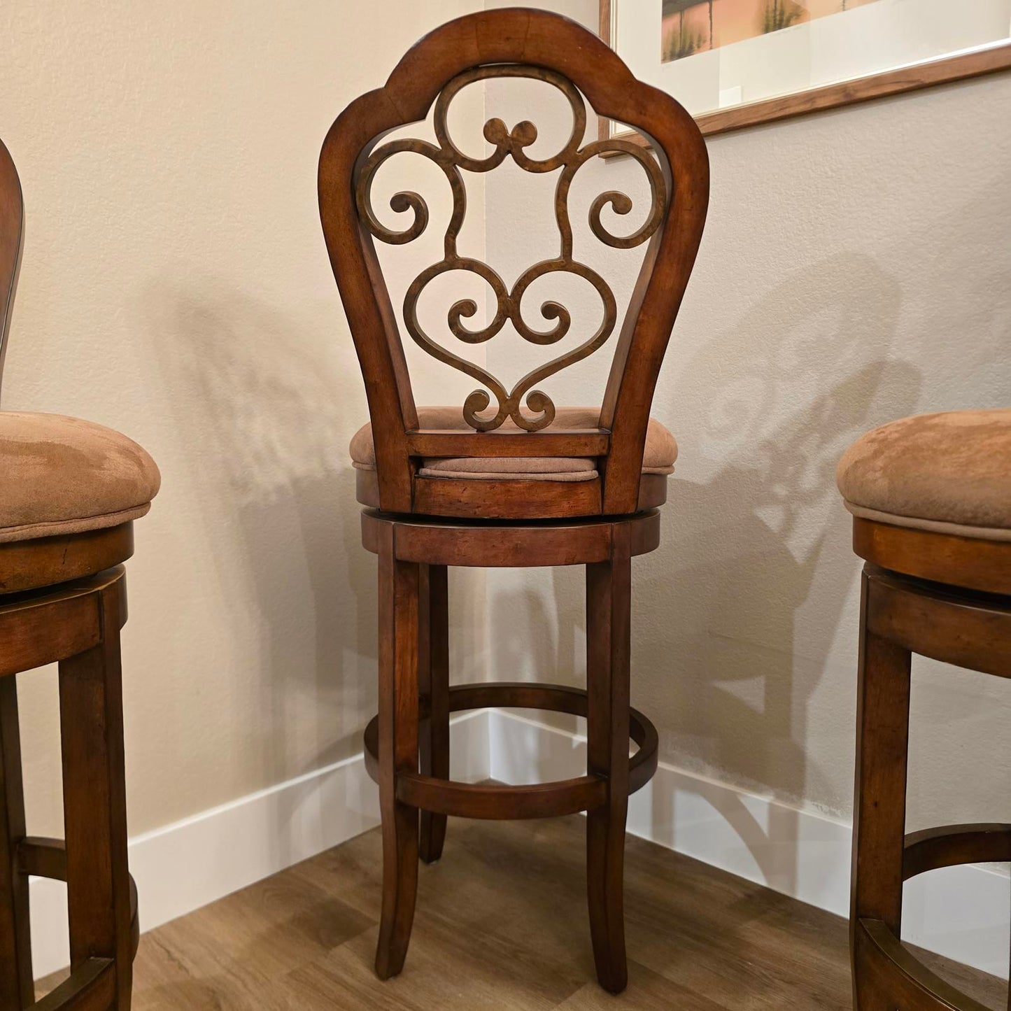 Frontgate Swivel Bar Stools with Microsuede Upholstery