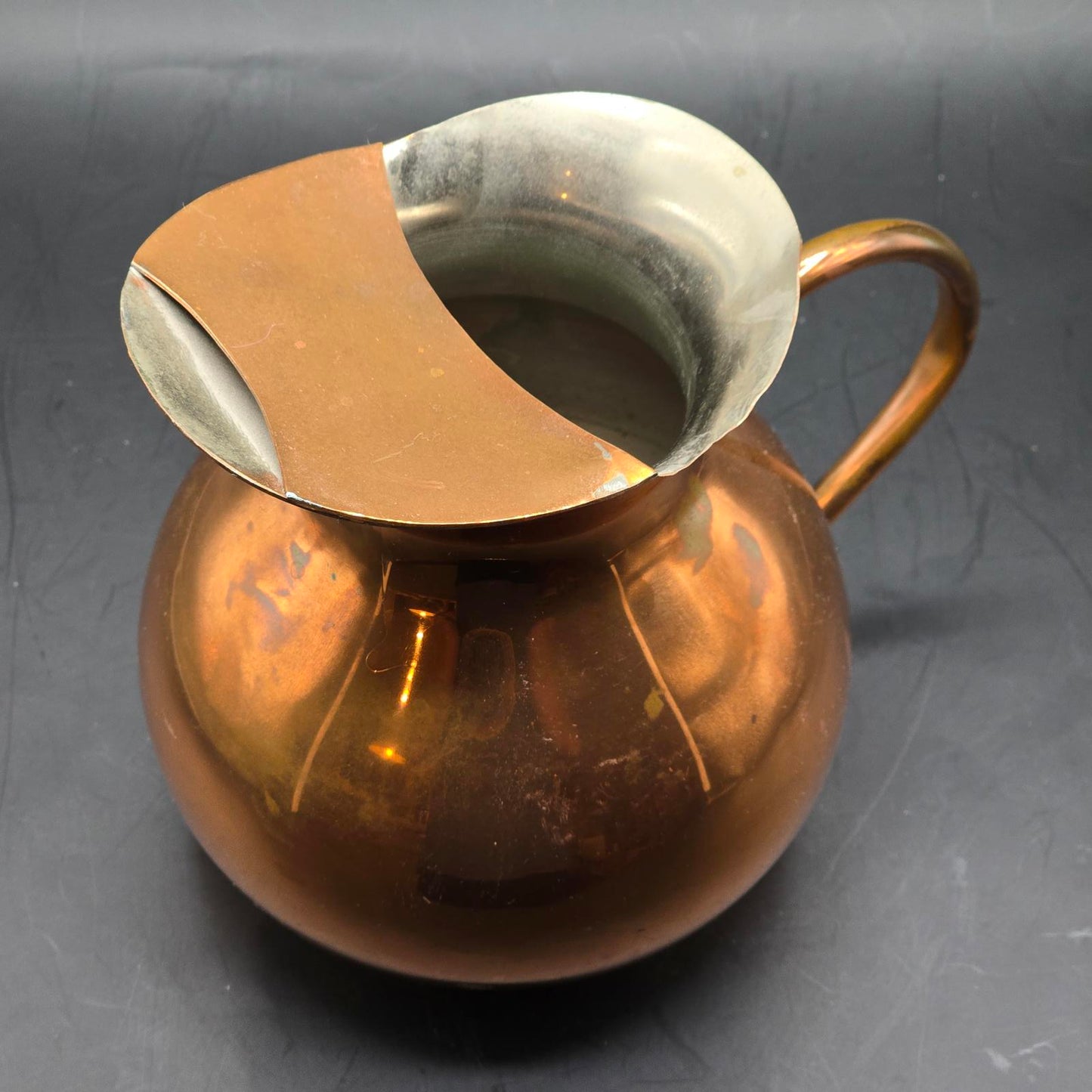 Vintage Copper Pitcher with Ice Lip