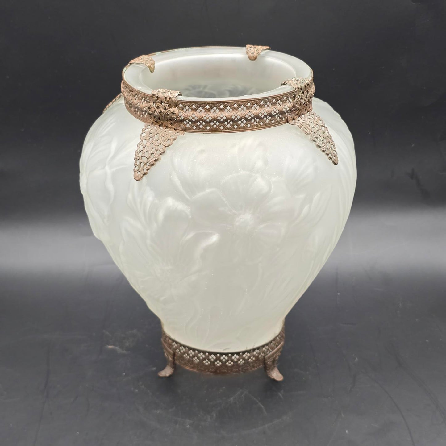 Vintage Phoenix Consolidated Glass "Poppy" Vase with Ormolu Detail