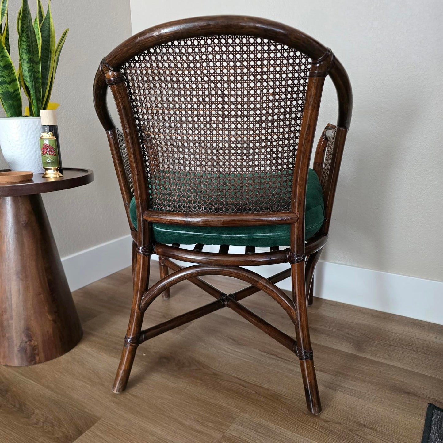 Vintage McGuire Style Faux Bamboo and Rattan Cane Chair