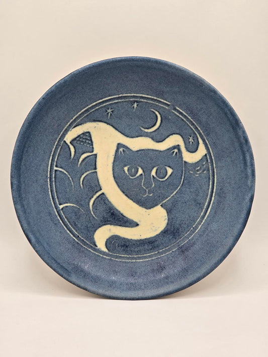 Vintage North Eagle Pottery "Celestial Cat" Decorative Shallow Bowl