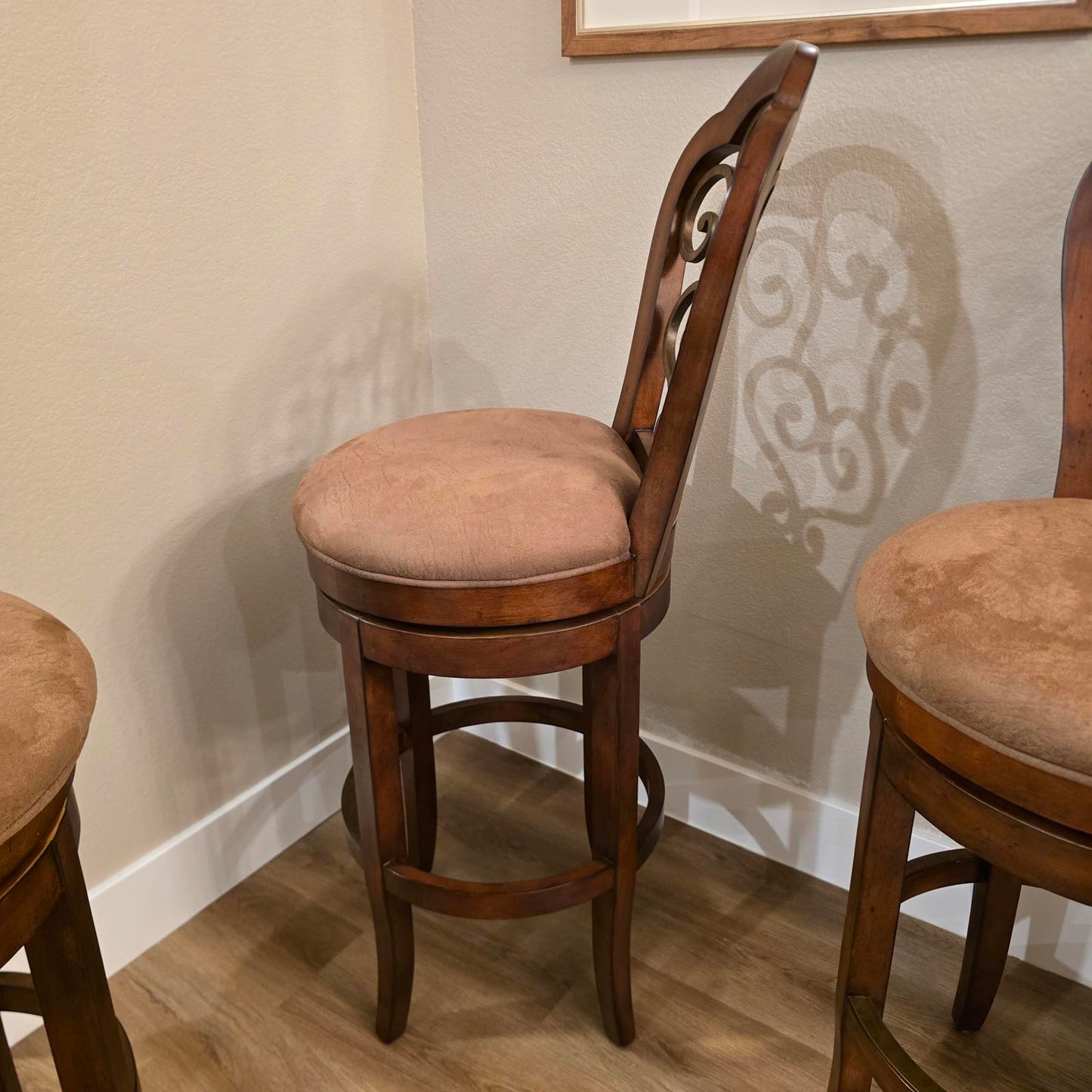 Frontgate Swivel Bar Stools with Microsuede Upholstery
