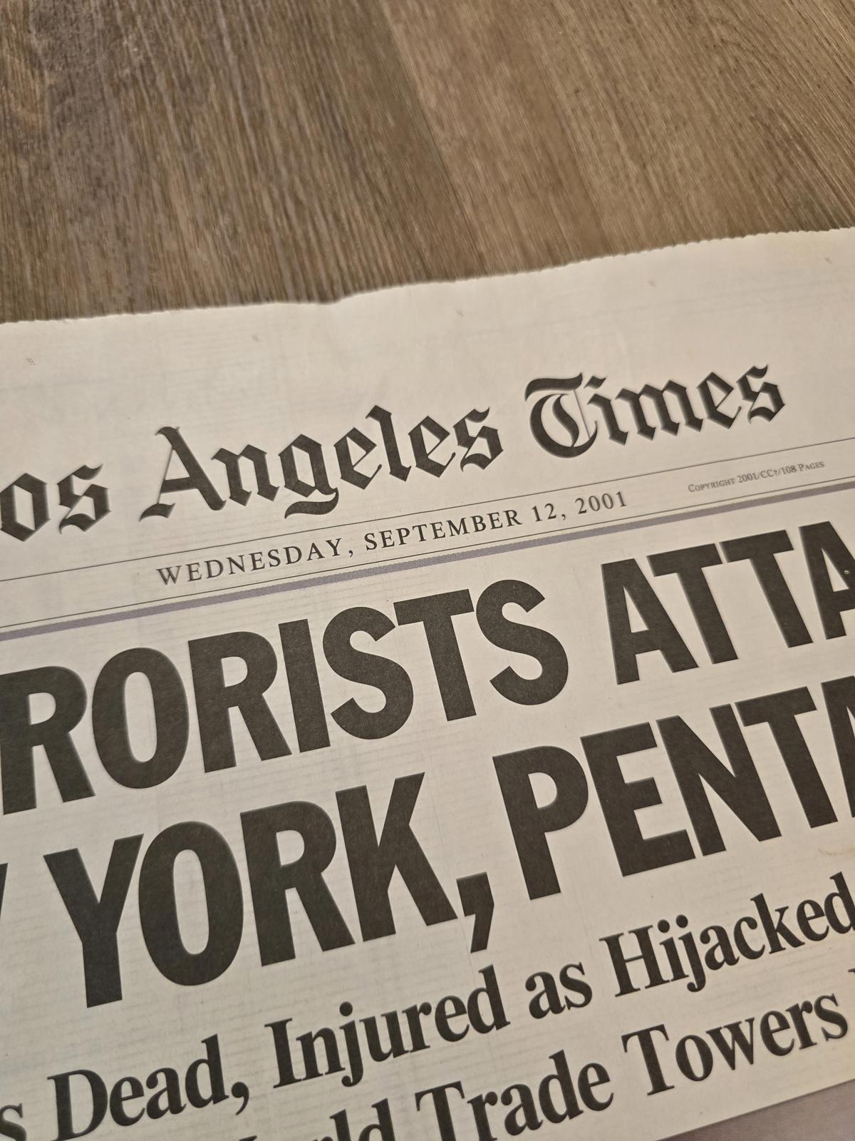 Los Angeles Times and USA Today- "Act of War" 9/12/2001