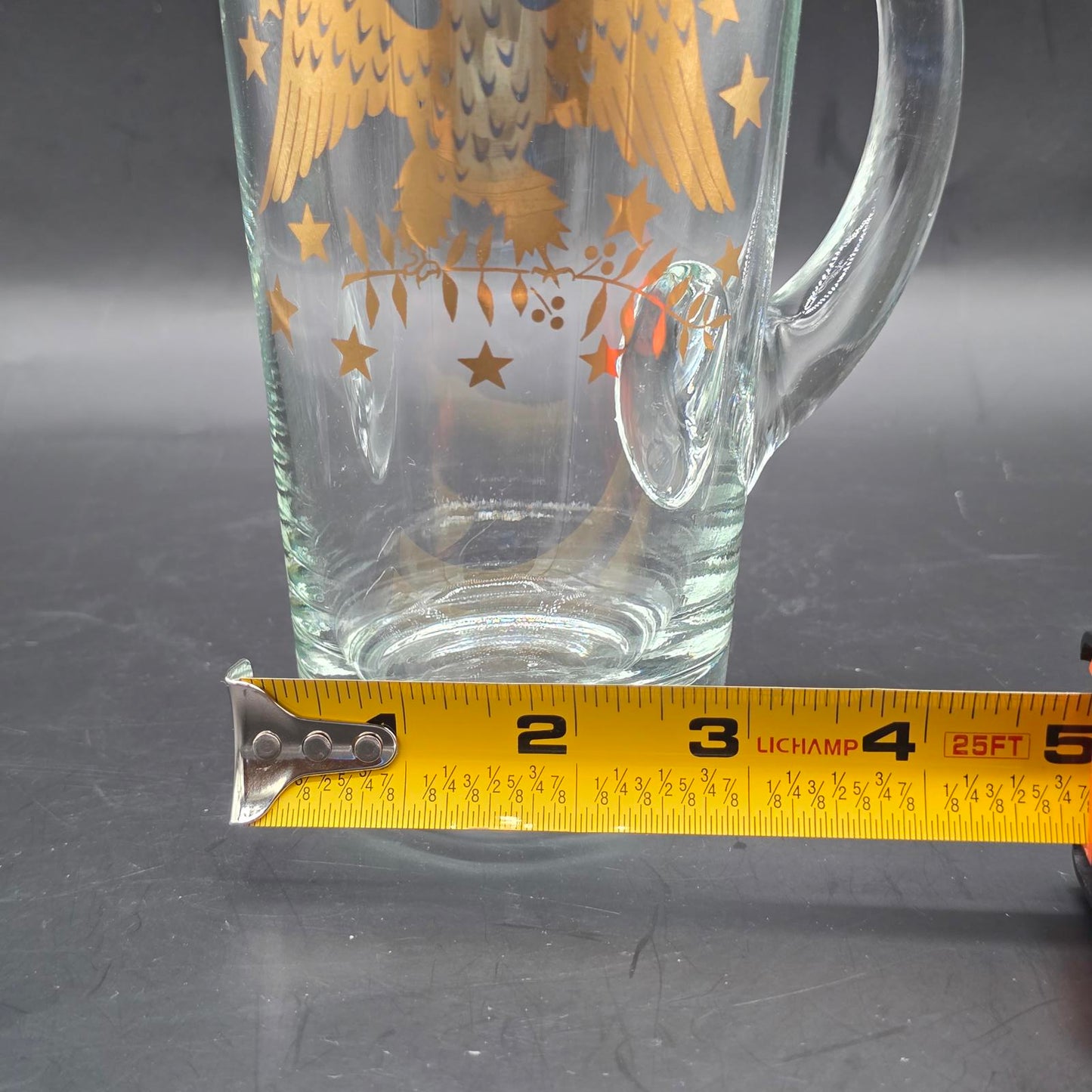 Vintage MCM Americana Eagle Glass Pitcher with Stirrer