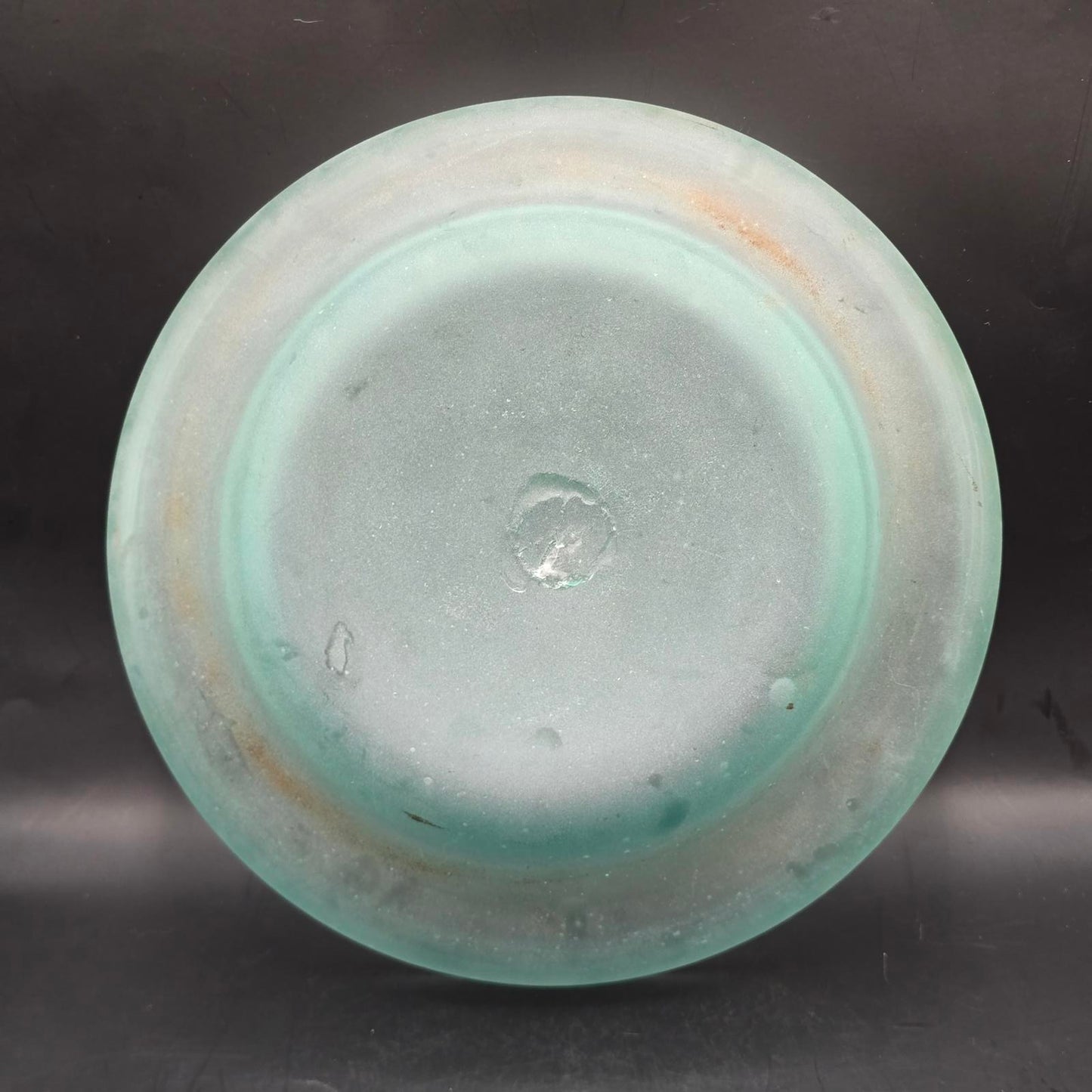 Hand-Blown Glass Bowl with Wrought Iron Footed-Stand