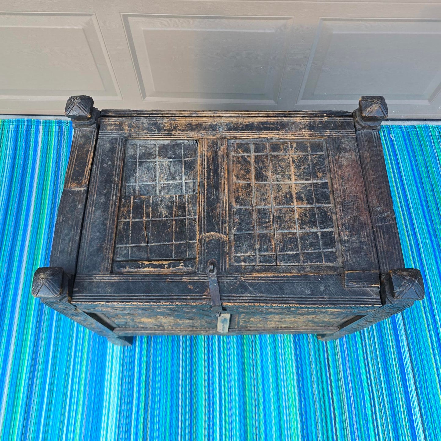 Antique Afghan Carved Wood Dowry Chest