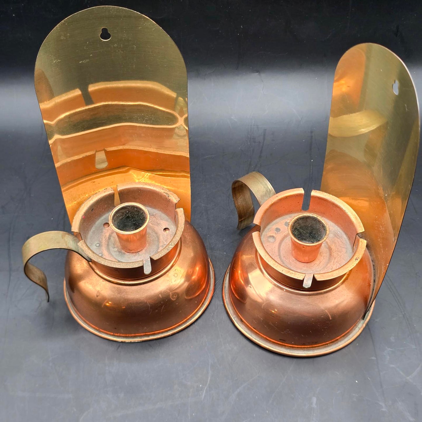 Vintage Coppercraft Guild Copper and Brass Chamber-Stick Candle Holders