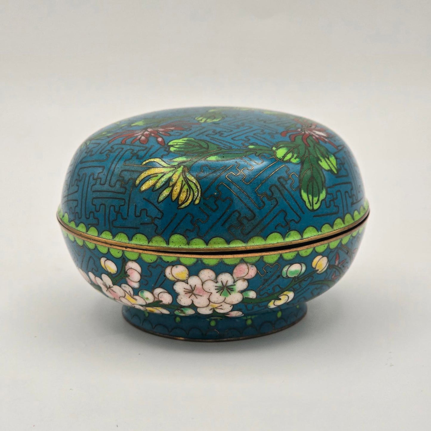 Vintage Chinese Cloisonne Trinket Box w/Lid