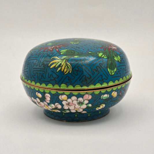 Vintage Chinese Cloisonne Trinket Box w/Lid